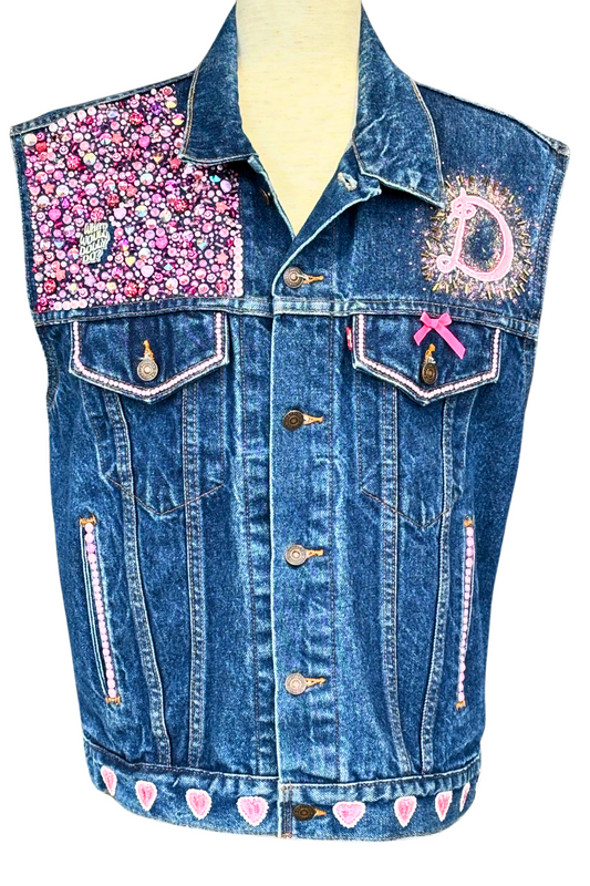 Pretty, Pink and Powered By Dolly Denim Vest - Size L