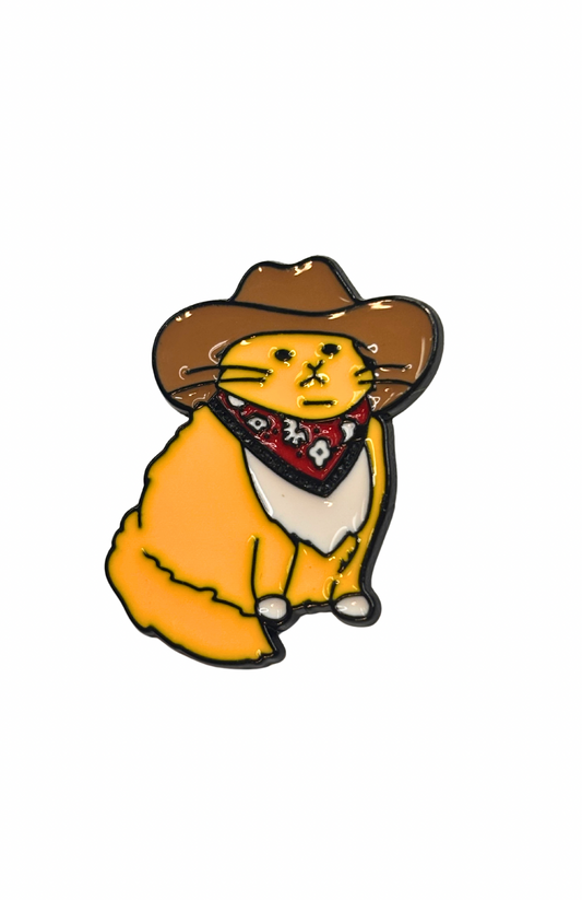 Chubby Cowboy Cat Lapel Pin