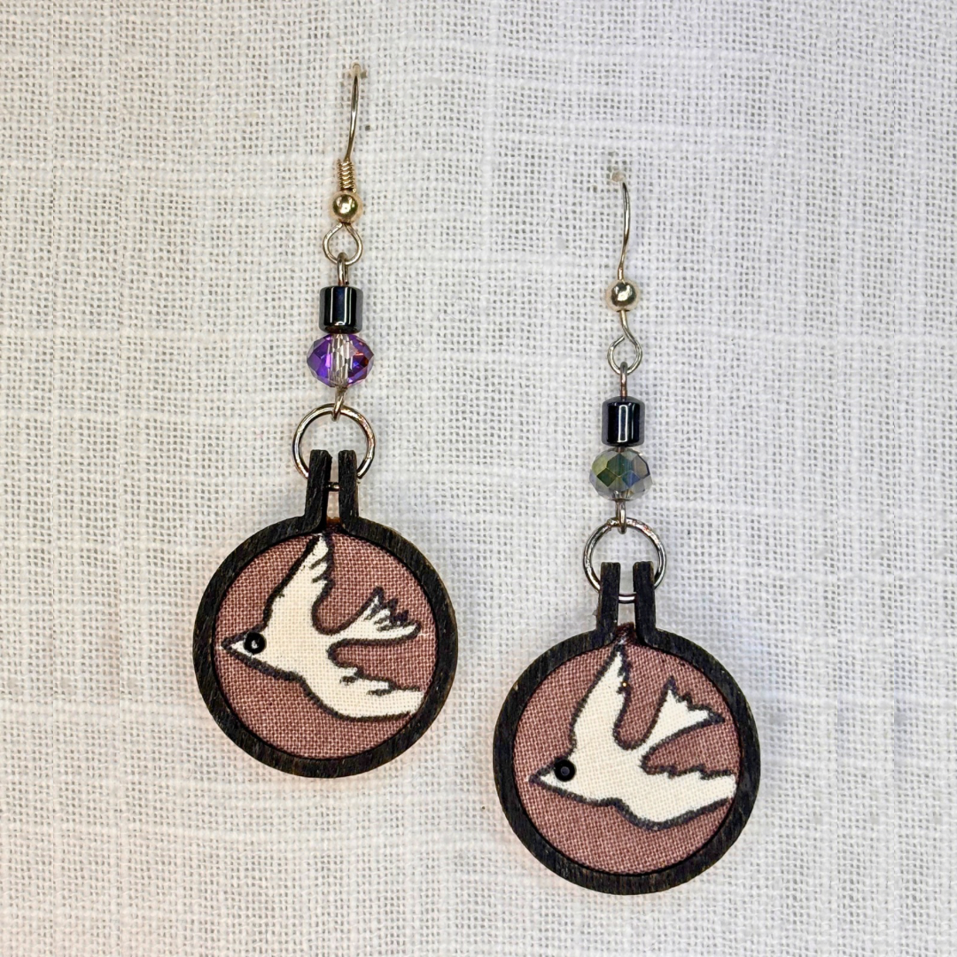 I’m Like A Bird Mini Embroidery Hoop Drop Earrings