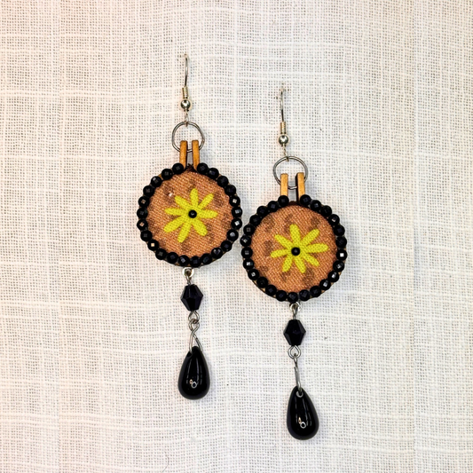 Sour Lime Mini Embroidery Hoop Drop Earrings