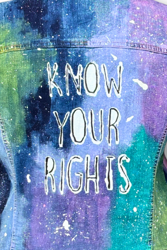 Cosmic Justice Painted Denim Jacket - Size XL