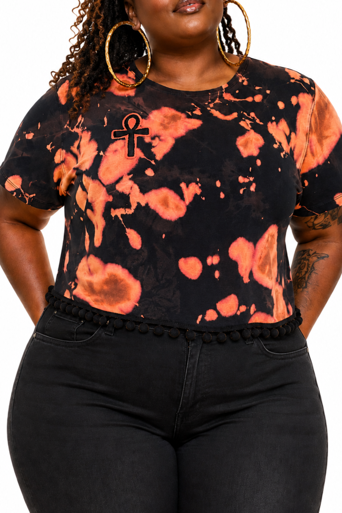 The Key Of Life Dyed Crop Tee - Size 2X