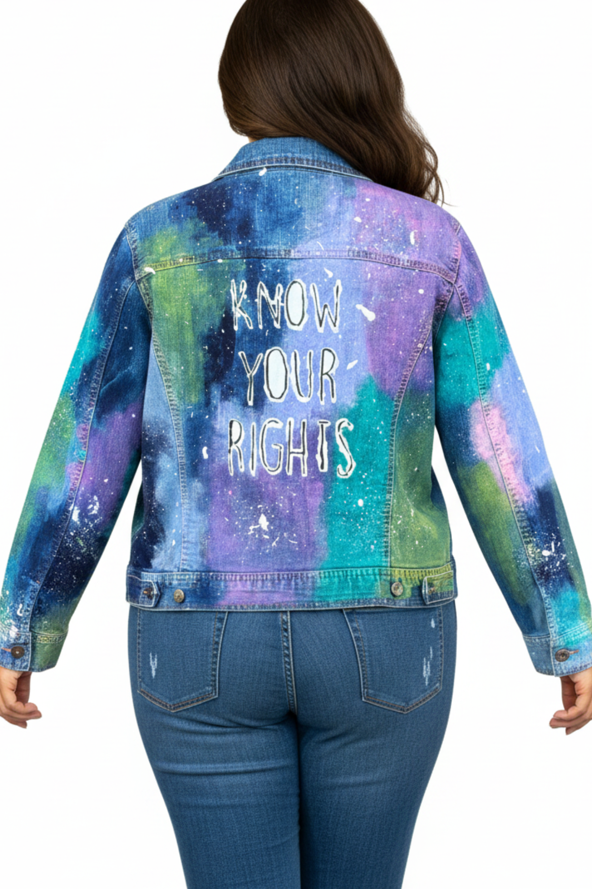 Cosmic Justice Painted Denim Jacket - Size XL