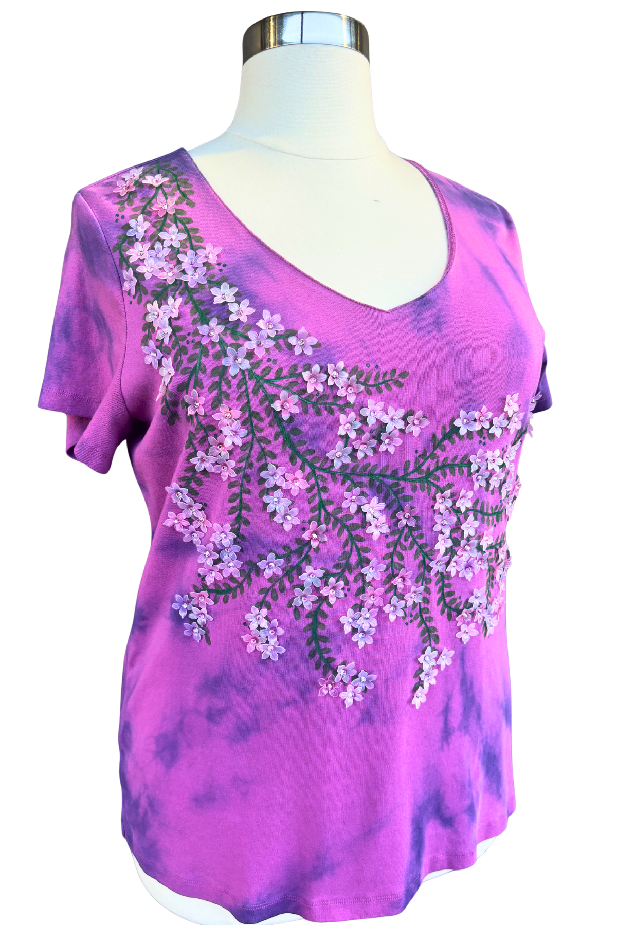 Hanging Gardens of BABE-alon Dyed and Beaded Tee - Size 2XL