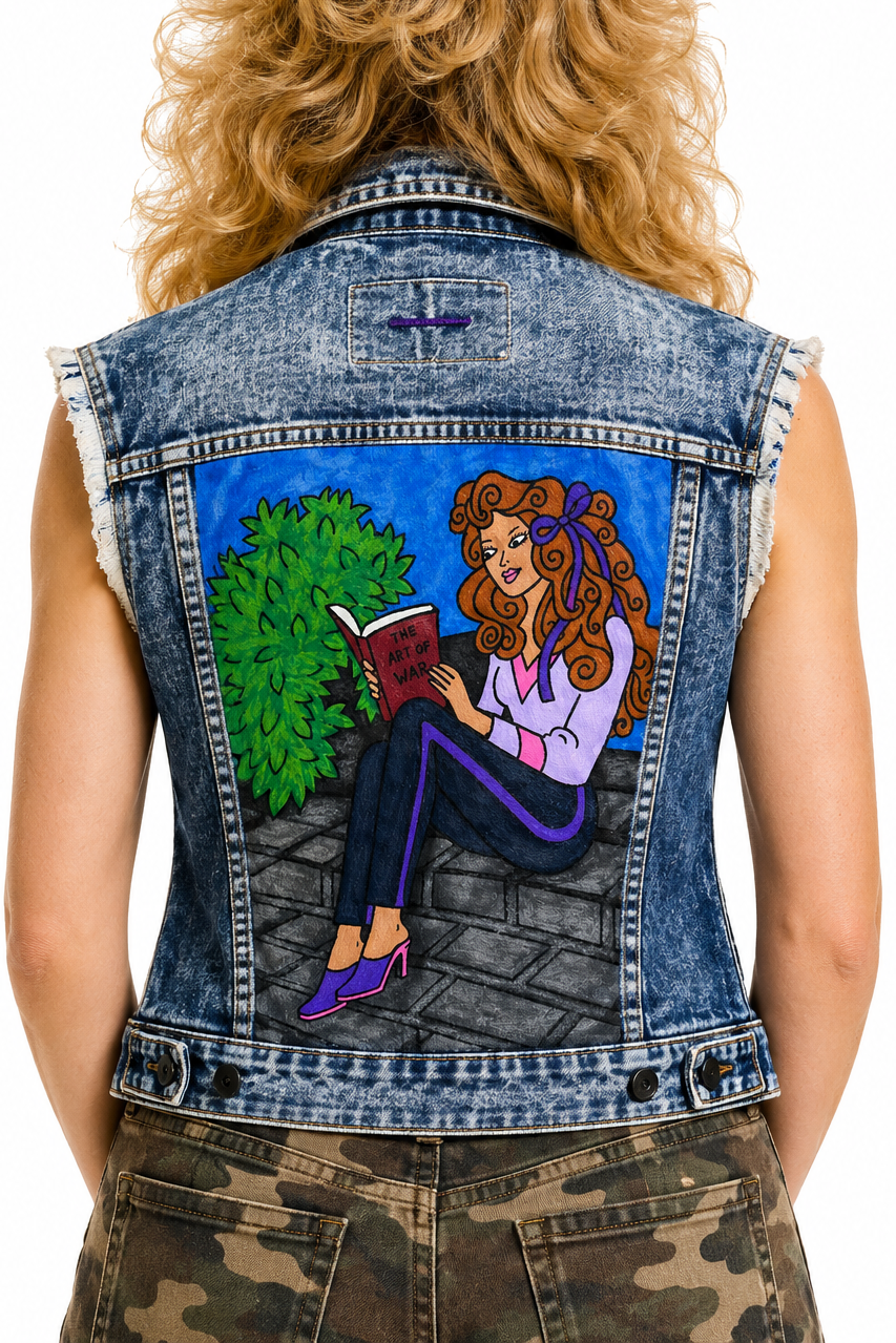 The Art of War Cutie Hand Painted Denim Vest - Size L
