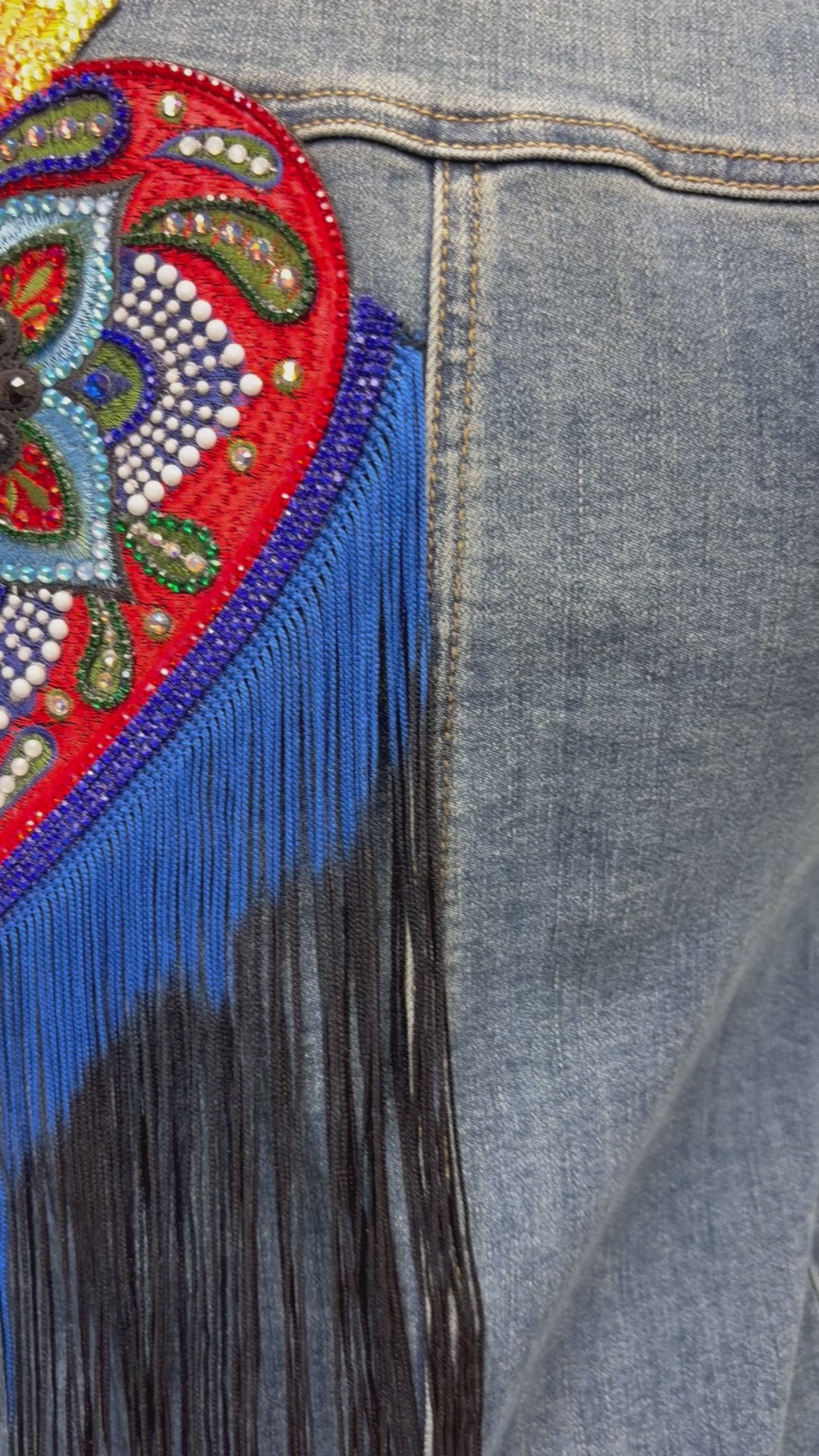 Burning Love Fringed Denim Vest - Size 10 (Large)